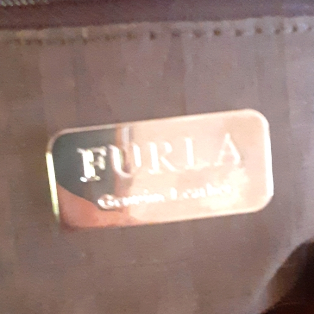 Furla genuine leather beautiful classic handbag embossed crocodile  in orange co - Picture 5 of 7